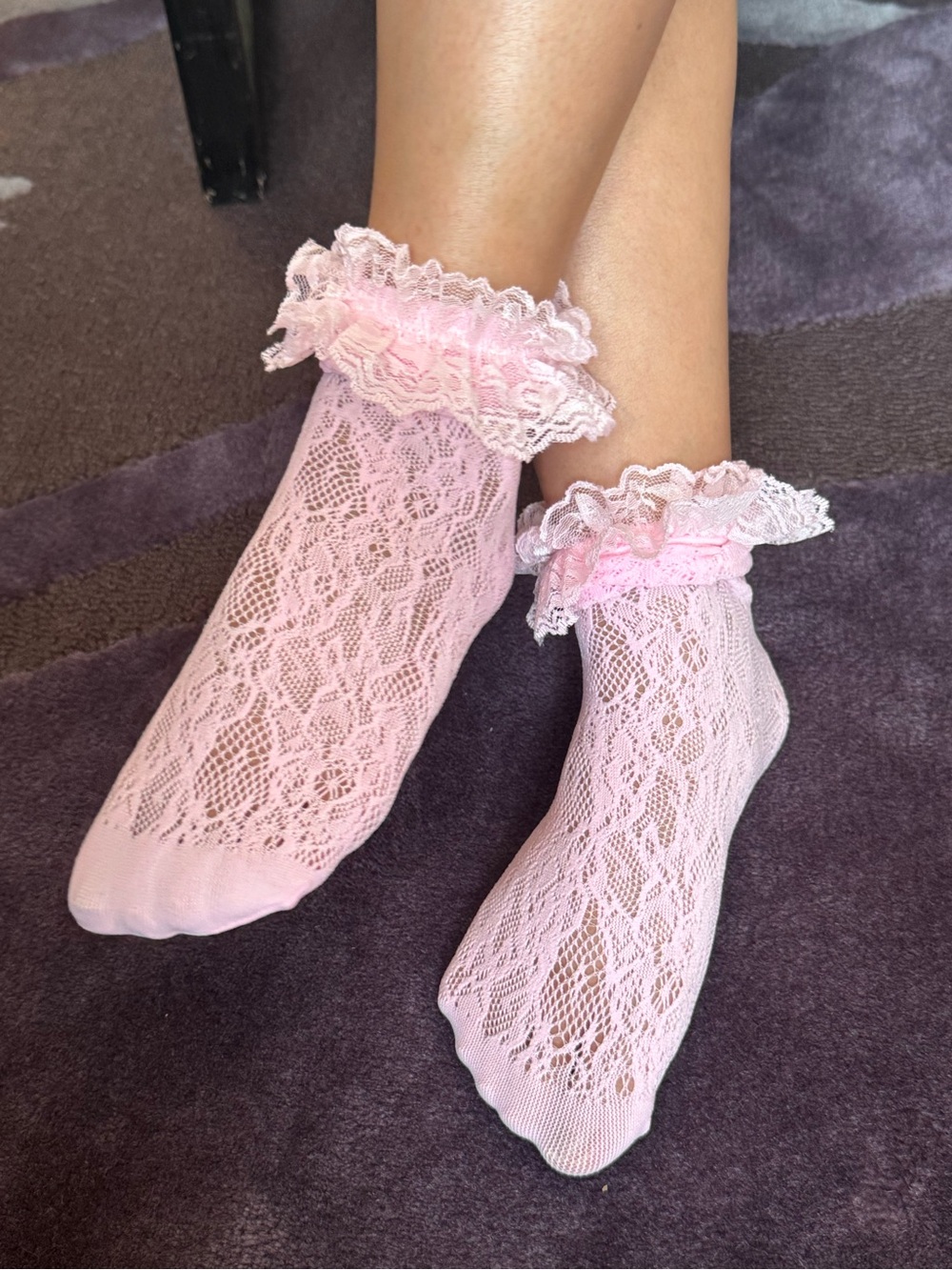 Pink Lace Ruffle Ankle Socks - Picture 3 of 8
